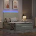 vidaXL LED úložná posteľ s matracom Svetlosivá 140 x 200 cm Zamat