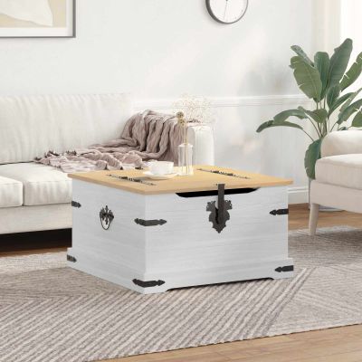 vidaXL storage box Biela 78 x 78 x 45 cm Masívne borovicové drevo