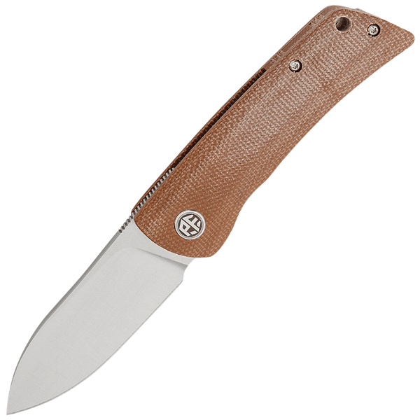Petrified Fish PFE05SBRMS Flavorist - Spear Point vreckový nôž 8 cm, Satin, hnedá, Micarta