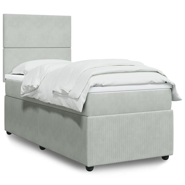 vidaXL Posteľný rám boxsping s matracom bledosivý 90x190 cm zamat