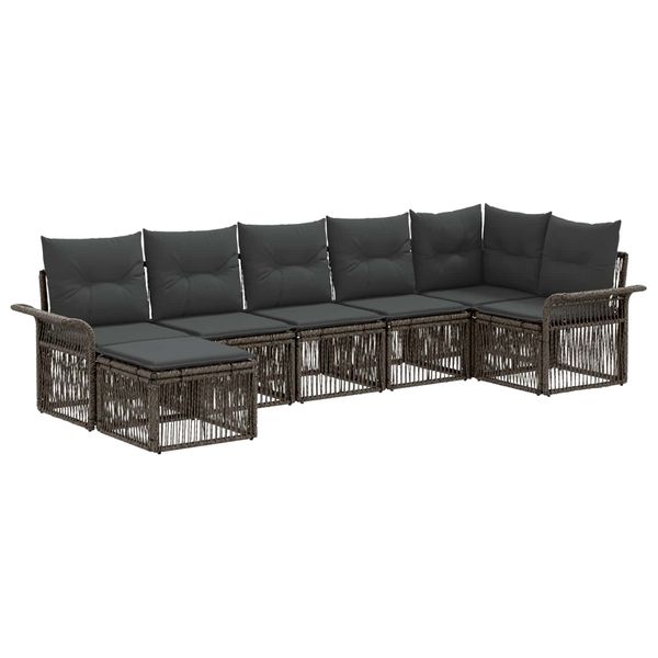 vidaXL Súprava záhradných pohoviek 7 pcs Sivá polyratan