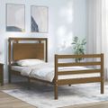 vidaXL Posteľný rám s čelom medovohnedý 90x200 cm masívne drevo