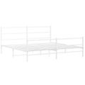 vidaXL Kovový rám postele s predným a zadným čelom biely 183x213 cm