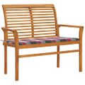 vidaXL Záhradná lavička+červená kockovaná podložka 112cm, tíkový masív