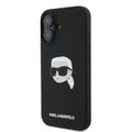 Obal Karl Lagerfeld pre iPhone 16 6,1" KLHMP16SSKHPPLK čierny tvrdý obal Silicone KL Head Print MagSafe