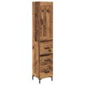 vidaXL Highboard Staré drevo 34,5 x 34 x 180 cm Kompozitné drevo