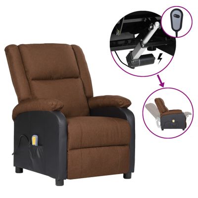 vidaXL Elektrické masážne kreslo, hnedé, umelá koža