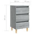 vidaXL Nočné stolíky nohy z masívneho dreva 2ks sivý sonoma 40x35x69cm