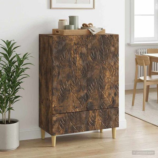 vidaXL Servírovacia skriňa Dymový dub 66 x 34,5 x 95 cm