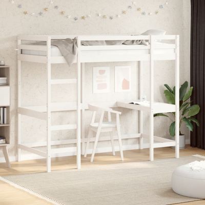 vidaXL Poschodová posteľ so stolom biela 90x200 cm borovicový masív