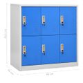 vidaXL Uzamykacie skrinky 2 ks bledosivé a modré 90x45x92,5 cm oceľové