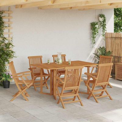vidaXL Záhradný jedálenský set 7 pcs Hnedá Husté teakové drevo