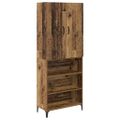 vidaXL Highboard Staré drevo 69,5 x 34 x 180 cm Kompozitné drevo