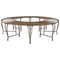 vidaXL Stromová lavička 8-Počet miest Ø 160 x 44 cm Oceľ Antik hnedá