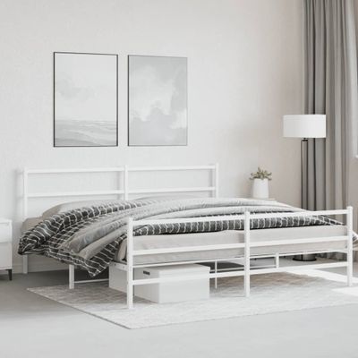 vidaXL Kovový rám postele s predným a zadným čelom biely 183x213 cm
