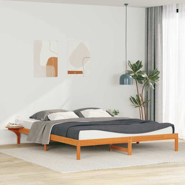 vidaXL Posteľový rám so stolíkmi Včelí hnedý 200 x 210 cm