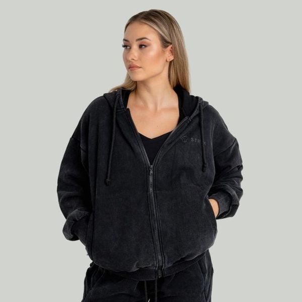 Dámska mikina Zip Washed Black - STRIX, veľkosť L, veľkosť oblečenia L