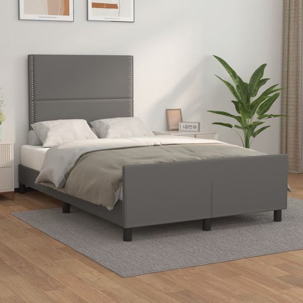 vidaXL Posteľ bez matraca sivá 120x190 cm umelá koža
