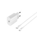 Nabíjačka Devia do steny Rocket PD 20W 1x USB-C biela + kábel USB-C - Lightning
