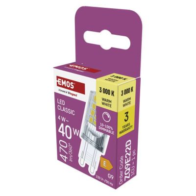 LED žiarovka Classic JC / G9 / 4,2 W (40 W) / 470 lm / teplá biela / stmievateľné
