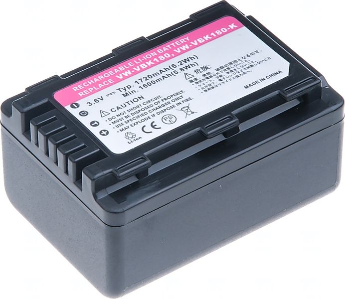 Batéria T6 power Panasonic VW-VBK180, VW-VBL090, 1720mAh, 6,2Wh, čierna