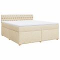 vidaXL Posteľný rám boxspring s matracom krémový 180x200 cm látka
