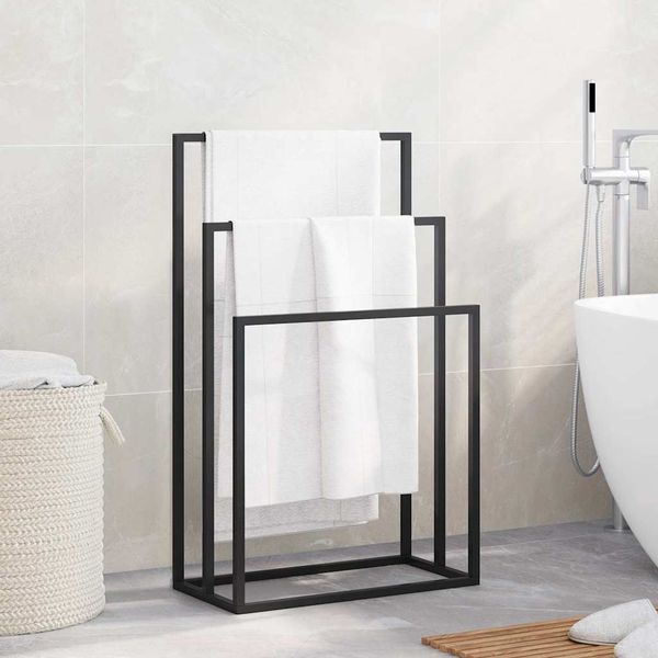 vidaXL Voľne stojaci stojan na uteráky čierny 48x24x79 cm železo