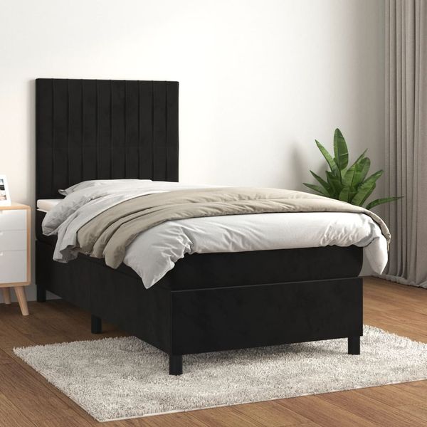 vidaXL Posteľný rám boxspring s matracom čierny 80x200 cm zamat