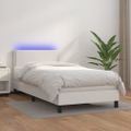 vidaXL Boxspring posteľ s matracom a LED biela 80x200 cm umelá koža