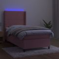 vidaXL Posteľný rám boxsping s matracom a LED ružový 80x200 cm zamat