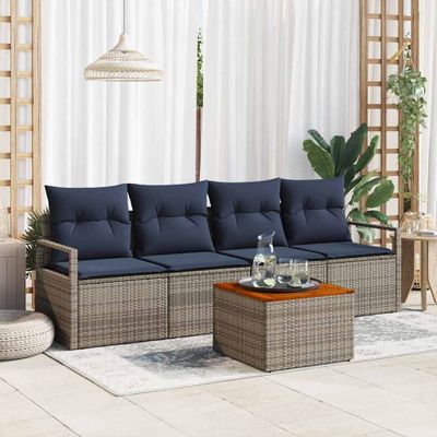 vidaXL Súprava záhradných pohoviek s vankúšom 5 pcs Sivá polyratan