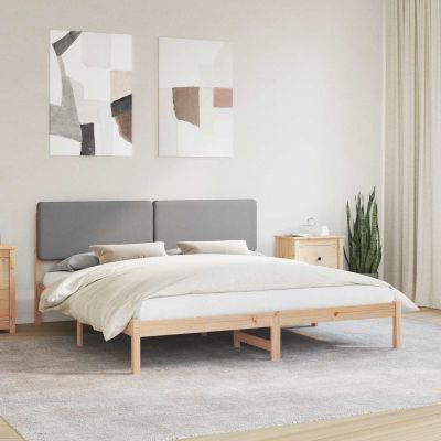 vidaXL Rám postele s čalúneným čelom Svetlosivá 200 x 200 cm