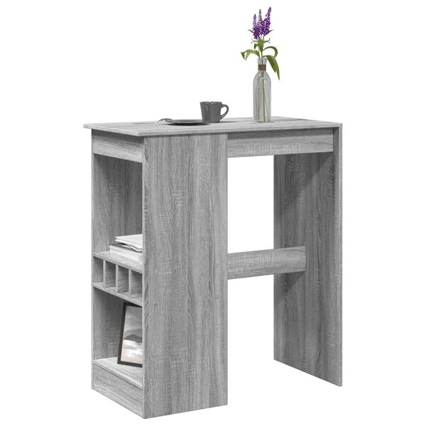 vidaXL Barový stôl s policami sivý sonoma 90x47,5x103,5cm kompoz.drevo