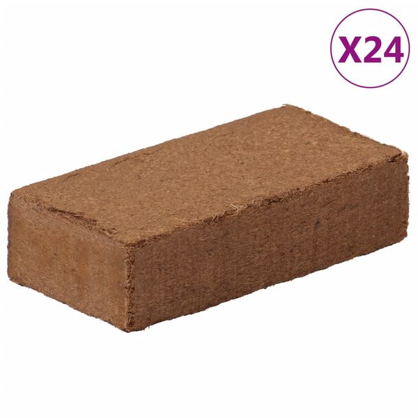 vidaXL Tehly kokosového vlákna 24 ks 650 g každá 15,6 kg celkom