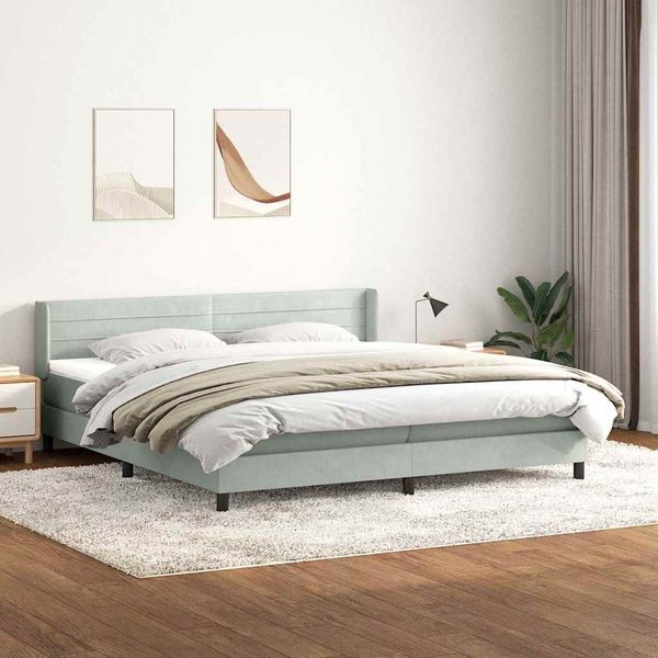vidaXL Posteľný rám boxsping s matracom bledosivý 180x210 cm zamat