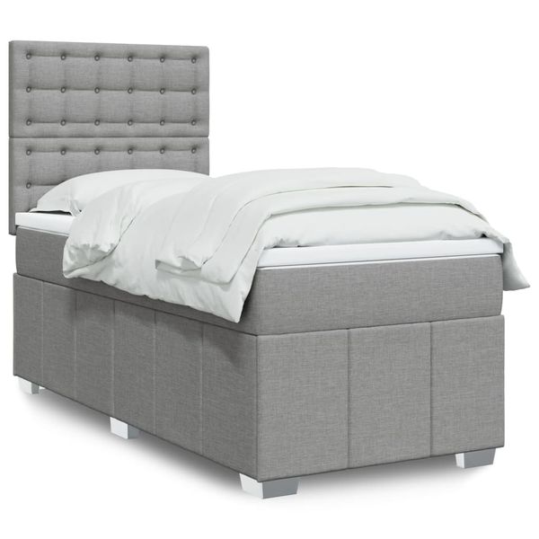 vidaXL Posteľný rám boxsping s matracom bledosivý 90x190 cm látka