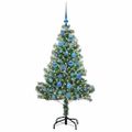 vidaXL Umelý vianočný stromček, snehom obalený, s LED svetlom 150 cm