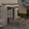 vidaXL Automatická markíza tienidlo&LED&senzor vetra 5x3 m krémová