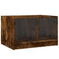vidaXL Konferenčný stolík sklenené dvierka dymový dub 68x50x42 cm