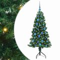 vidaXL Rohový umelý vianočný strom s 150 LED-i Zelená 150 cm PVC a kov