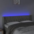 vidaXL Čelo postele s LED bledosivé 163x16x78/88 cm zamat