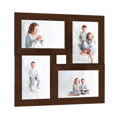 vidaXL Kolážový fotorámik na 4 fotky (13x18 cm) tmavohnedý MDF