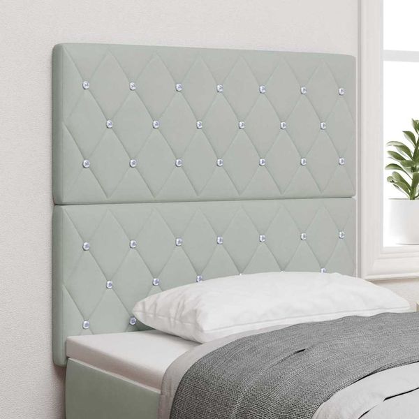 vidaXL LED hlavová doska s LED pásikmi Svetlosivá 80 cm Zamat