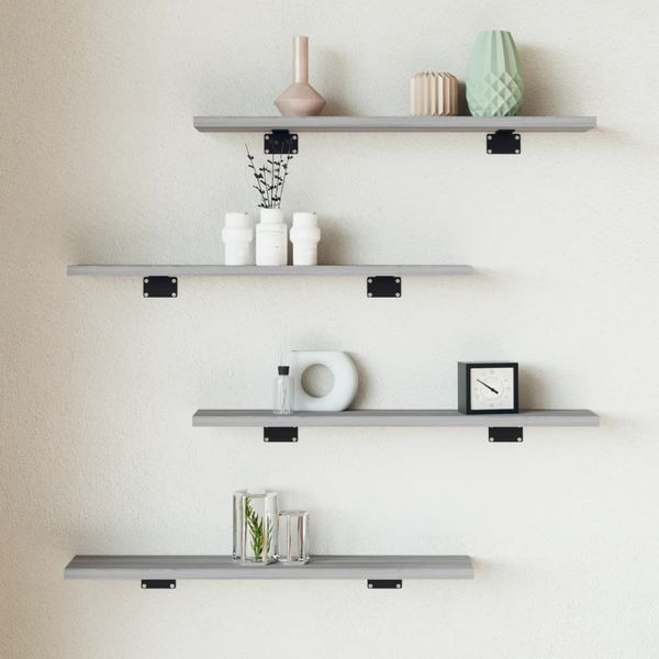 vidaXL Nástenné police 4 ks sivé sonoma 60x10x1,5 cm kompozitné drevo