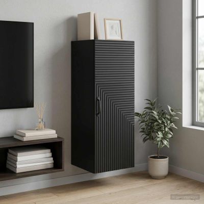 vidaXL Nástenná skrinka Čierna 33 x 34,5 x 90 cm Kompozitné drevo