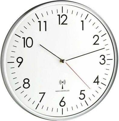60.3514 TFA Rádiom riadené analógové nástenné hodiny, bielo-strieborné