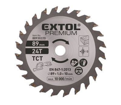 Kotúč pílový so SK plátkami, Ø89 x 2,0 x 10 mm, 24T, EXTOL PREMIUM