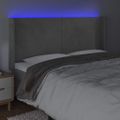 vidaXL Čelo postele s LED bledosivé 183x16x118/128 cm zamat