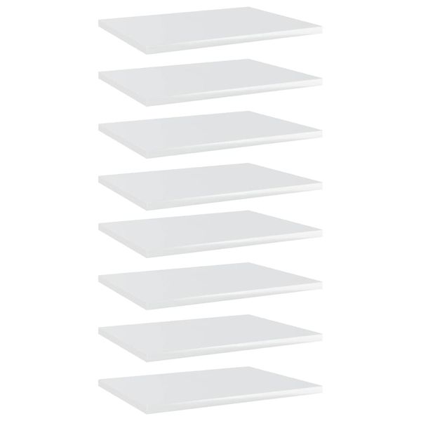 vidaXL Prídavné police 8 ks, lesklé biele 40x30x1,5 cm, drevotrieska