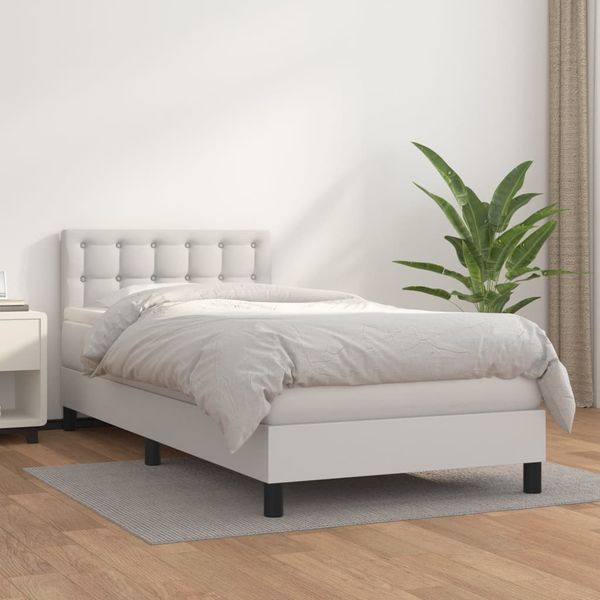 vidaXL Boxspring posteľ s matracom biela 80x200 cm umelá koža